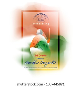 VECTOR ILLUSTRATION OF CONCEPT BANNER FOR HAPPY GANDHI JAYANTI, 2 OCTOBER, INDIAN FLAG TRICOLOUR WITH FRAME