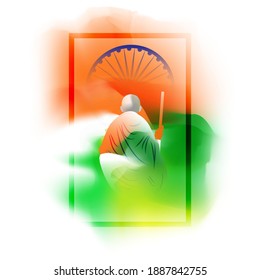 VECTOR ILLUSTRATION OF CONCEPT BANNER FOR HAPPY GANDHI JAYANTI, 2 OCTOBER, INDIAN FLAG TRICOLOUR WITH FRAME