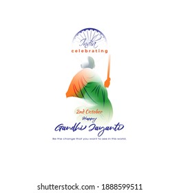 VECTOR ILLUSTRATION OF CONCEPT BANNER FOR HAPPY GANDHI JAYANTI, 2 OCTOBER, INDIAN FLAG TRICOLOUR 