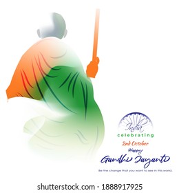 VECTOR ILLUSTRATION OF CONCEPT BANNER FOR HAPPY GANDHI JAYANTI, 2 OCTOBER, INDIAN FLAG TRICOLOUR 