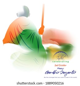 VECTOR ILLUSTRATION OF CONCEPT BANNER FOR HAPPY GANDHI JAYANTI, 2 OCTOBER, INDIAN FLAG TRICOLOUR 