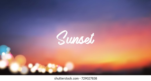 Vector illustration with the concept of a beautiful sunset atmosphere in a peaceful sea.