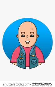 Vector illustration concept of biker on a round blue background