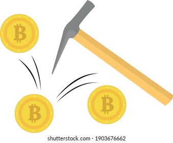 Vector illustration concept bitcoin and mining