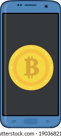 
Vector Illustration Concept Bitcoin Y Cell Phone
