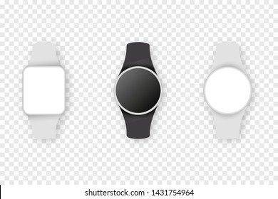 Vector illustration concept of black watch realistic mockup on a transparent background