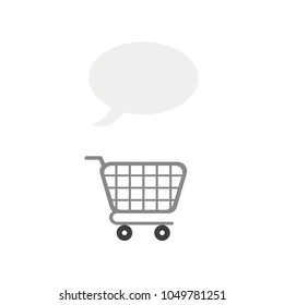 Vector illustration concept of blank speech bubble over shopping cart icon.