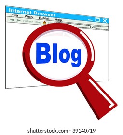 Vector illustration of the concept of a blog with a web browser.