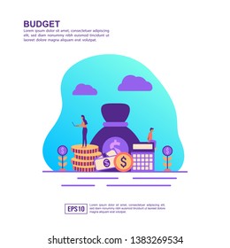 Vector illustration concept of budget. Modern illustration conceptual for banner, flyer, promotion, marketing material, online advertising, business presentation
