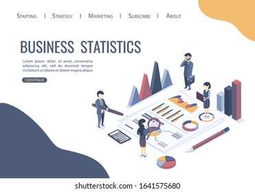 Vector illustration. The concept of business auditing. Analysis of statistics, management, administration. Verification of accounting data. Financial report. Professional audit advice. Flat isometric 