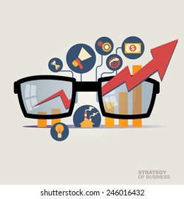 Vector illustration concept for business strategy and industrial planning. Economic and statistic. Business Plan