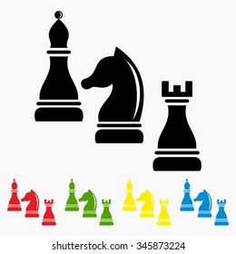 Vector illustration. Concept of business strategy with chess figures. 