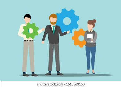 Vector illustration concept of business workflow, time management, planning, task app, teamwork, meeting. Creative flat design for web banner, marketing material, business presentation.