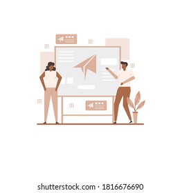 Concepto de ilustración vectorial de flujo de trabajo de negocios, administración de tiempo, planificación, aplicación de tareas, trabajo en equipo, reunión. Diseño plano creativo para banner web, material de marketing, presentación empresarial