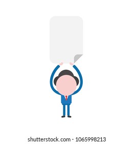 Vector illustration concept of businessman character holding up blank paper icon.
