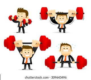 Vector illustration - concept of Businessman holding barbell