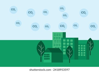 Vector illustration concept of carbon dioxide-polluted air, suitable for use in decarbonization and climate crisis content