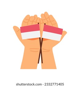 Vektorgrafik-Konzept der Feier des Unabhängigkeitstages Indonesiens mit indonesischer Flagge