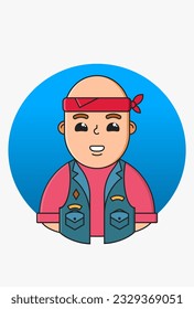 Concepto de carácter de ilustración vectorial en un fondo azul redondeado