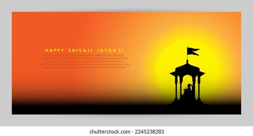 Vector illustration concept of Chhatrapati Shivaji Maharaj Jayanti with hindi calligraphy meaning Shiv Jayanti.