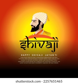 Concepto de ilustración de pantalla de Chhatrapati Shivaji Maharaj Jayanti con caligrafía hindi que significa Shiv Jayanti.