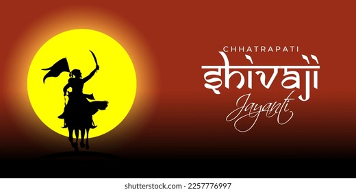 Vector illustration concept of Chhatrapati Shivaji Maharaj Jayanti with hindi calligraphy meaning Shiv Jayanti.