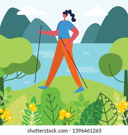 Vector illustration concept of city park sport lifestyle. Eco and healthy sport concept in the flat style.