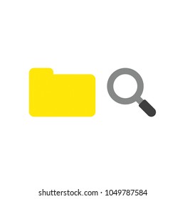 Vector illustration concept of closed yellow file folder with magnifying glass icon.