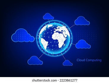 Vector illustration concept cloud computing Hi Technology style  background text digital technology vector illustration
