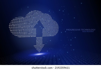 
Vector illustration concept, cloud storage from binary code, on a dark blue background, internet, technology, information, database, code.