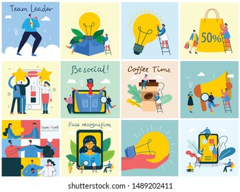 Vector illustration of concept of Coffee time, Team work and Start up design