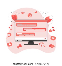 Concepto de ilustración vectorial de comunicación en el chat en línea.	
