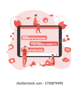 Concepto de ilustración vectorial de comunicación en el chat en línea.	
