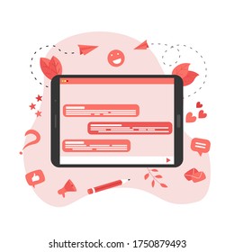 Concepto de ilustración vectorial de comunicación en el chat en línea.	

