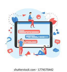 Concepto de ilustración vectorial de comunicación en el chat en línea.