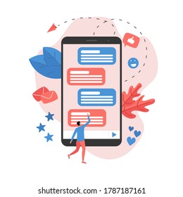 Vector illustration concept of communication in online chat.
