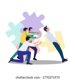 Vector illustration of the concept of confidence in your team among businessmen.Support for a falling person.Isolated on a white background