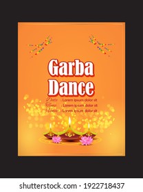 Vector illustration concept of Couple playing Garba Dance in religious Hindu Navratri festival of India.