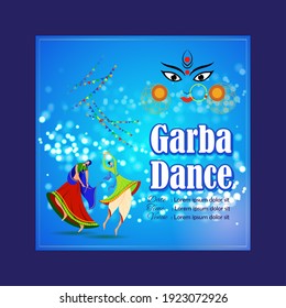 Vector illustration concept of Couple playing Garba Dance in religious Hindu Navratri festival of India.
