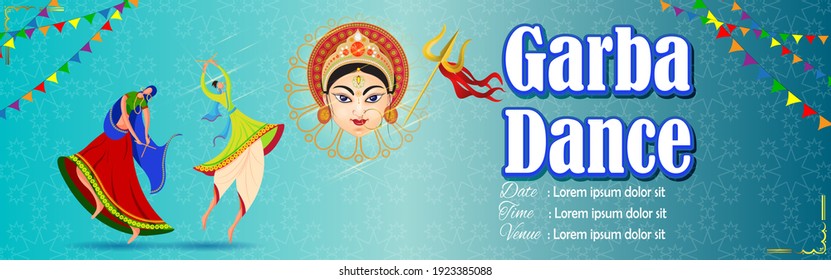 Vector illustration concept of Couple playing Garba Dance in religious Hindu Navratri festival of India.