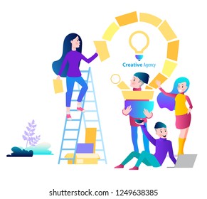 Vector illustration concept of creative agency, design studio, team work. Modern flat design for online advertising, business presentations, web banners and much more.