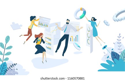 Vector illustration concept of data analysis.
Creative flat design for web banner, marketing material, business presentation, online advertising.