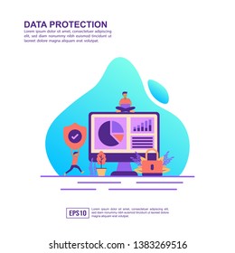Vector illustration concept of data protection. Modern illustration conceptual for banner, flyer, promotion, marketing material, online advertising, business presentation