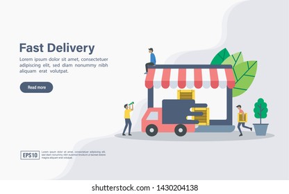 Vector illustration concept of delivery. Modern illustration conceptual for banner, flyer, promotion, marketing material, online advertising, business presentation