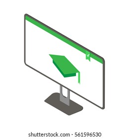 Vector illustration concept for distance education. Isolated on bright background. Isometric.