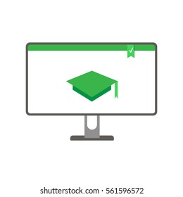 Vector illustration concept for distance education, online learning for web banners and print materials. Isolated on bright background.