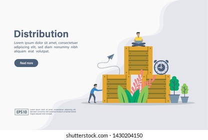 Vector illustration concept of distribution. Modern illustration conceptual for banner, flyer, promotion, marketing material, online advertising, business presentation