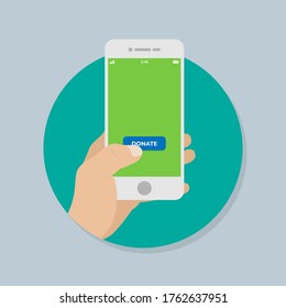 vector illustration of concept for donation online through mobile