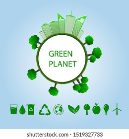 vector illustration. concept of ecology and green planet. flat style
