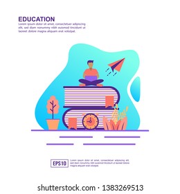 Vector illustration concept of education. Modern illustration conceptual for banner, flyer, promotion, marketing material, online advertising, business presentation